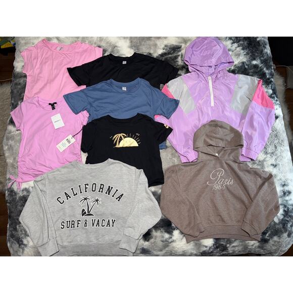 8 Piece Bundle Lot Girls Crop Top Hoodie Sweatshirt - Picture 7 of 8